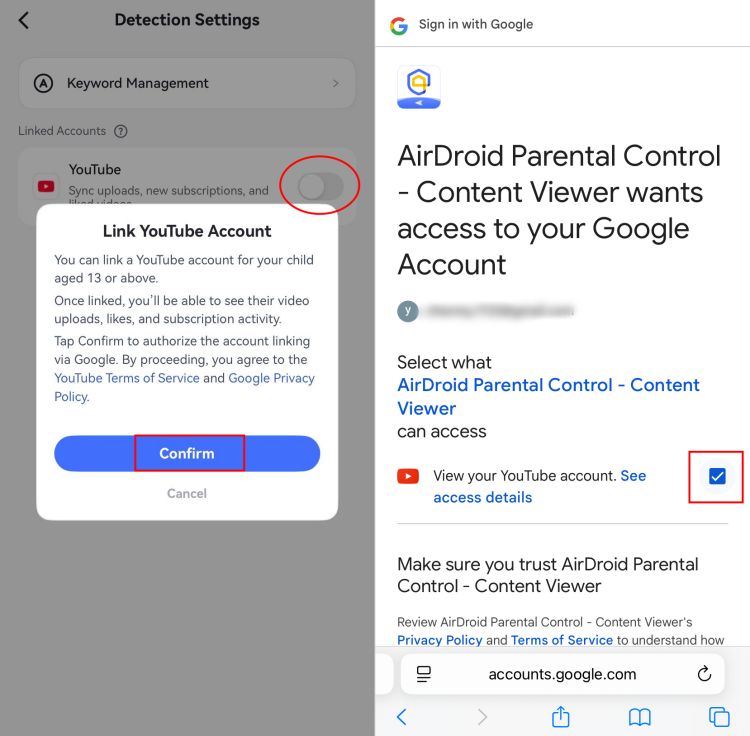 iOS YouTube Content Detection
