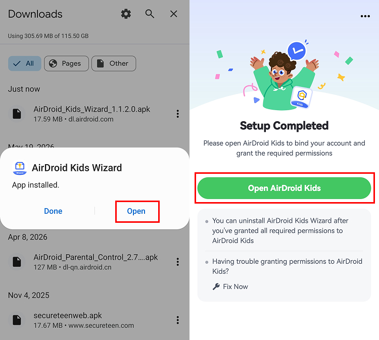 open AirDroid Kids