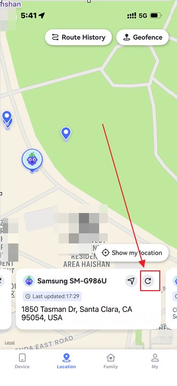 refresh location for Android