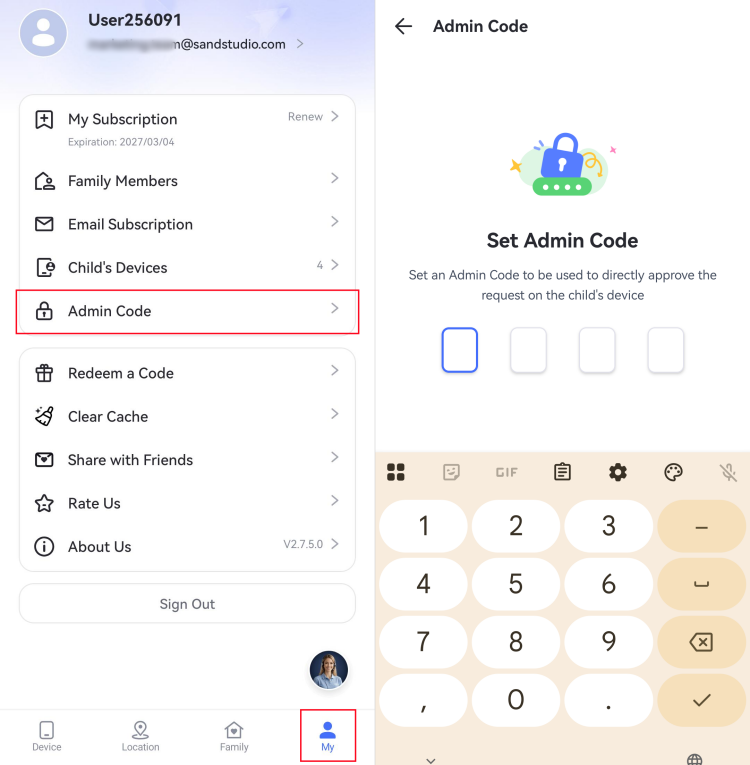 add a Admin code