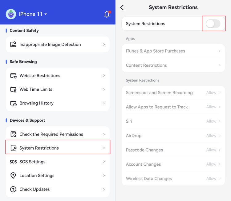 tap System Restrictios