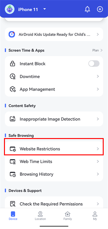 tap website restrictions