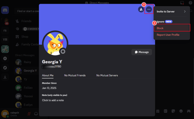 block someone on Discord