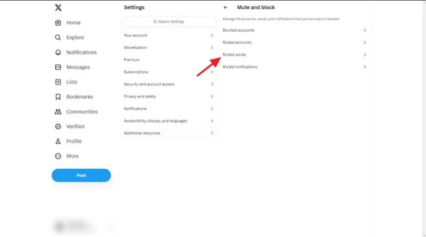 click on muted words