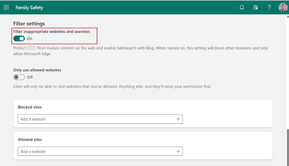 filter inappropriate websites with microsoft