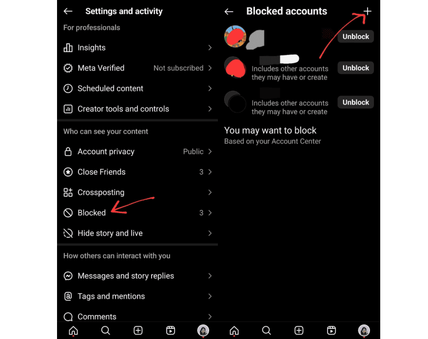 Going to your blocked list and adding people by username