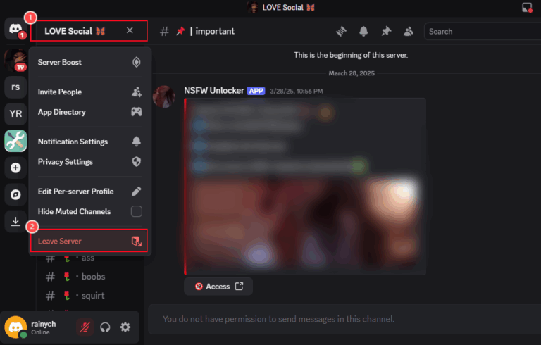 leave Discord porn server
