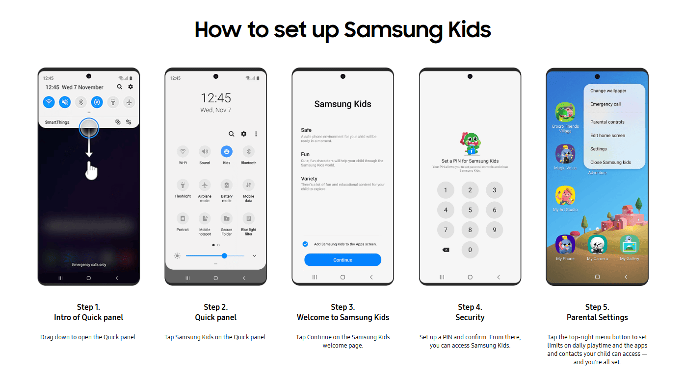 set up Samsung Kids