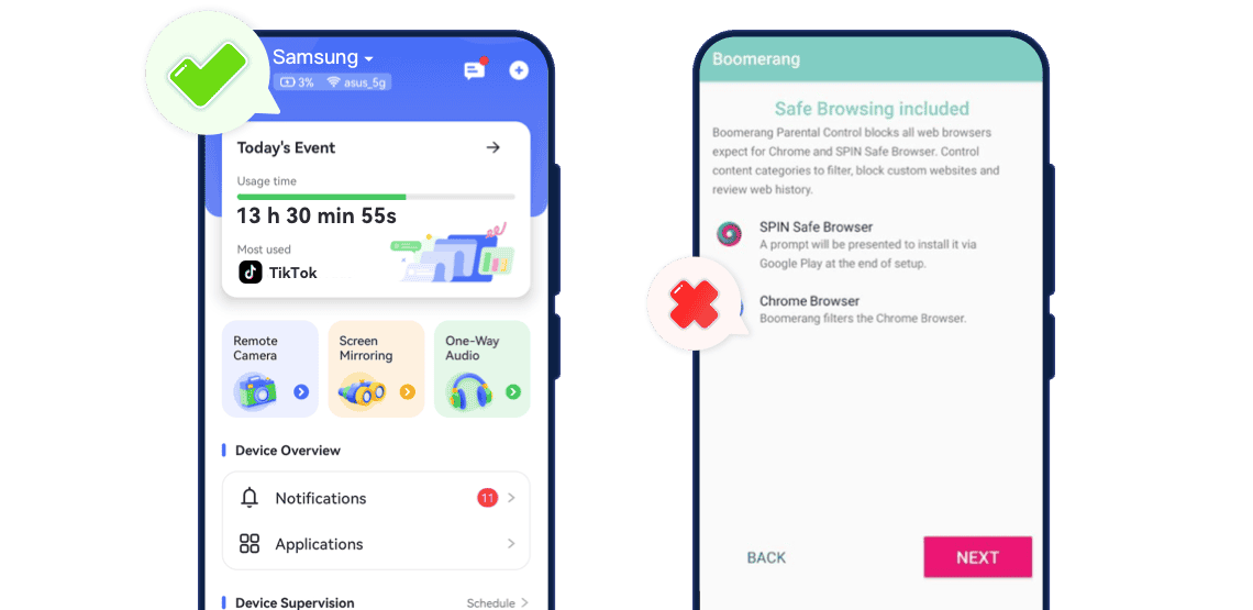 AirDroid vs Boomerang Parental control