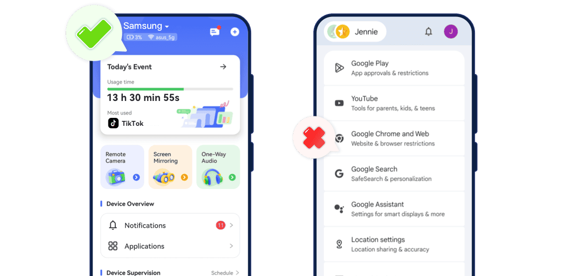 AirDroid Parental Control vs Google Family Link