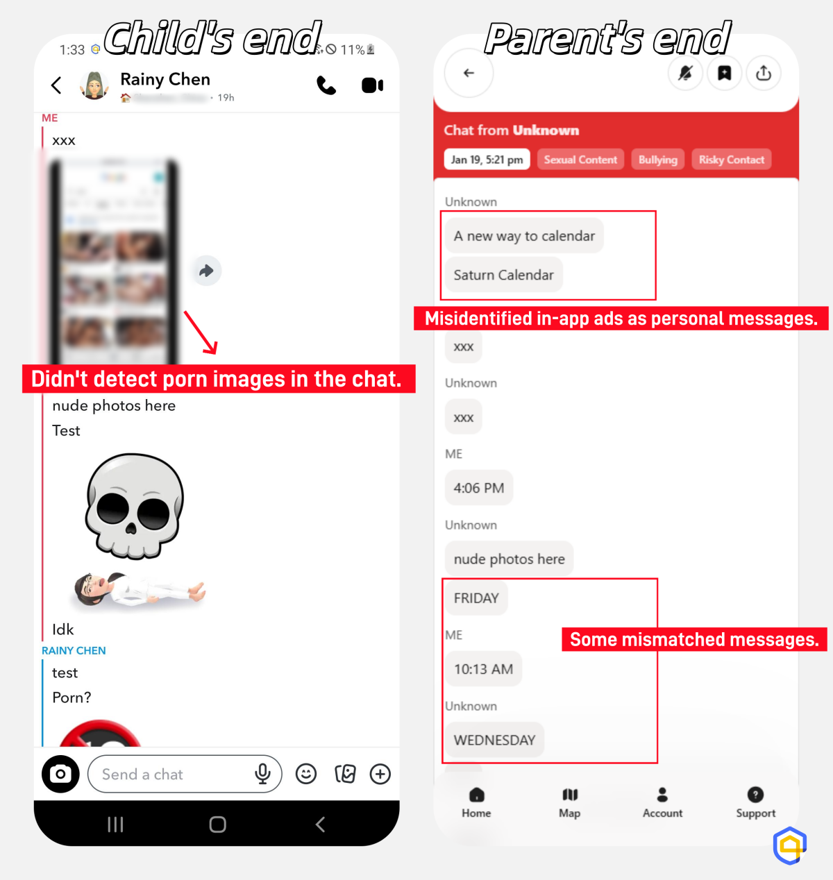 test result of Bark social monitoring