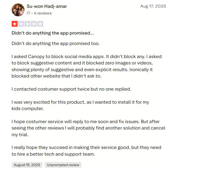 canopy criticisms review from trustpilot 1