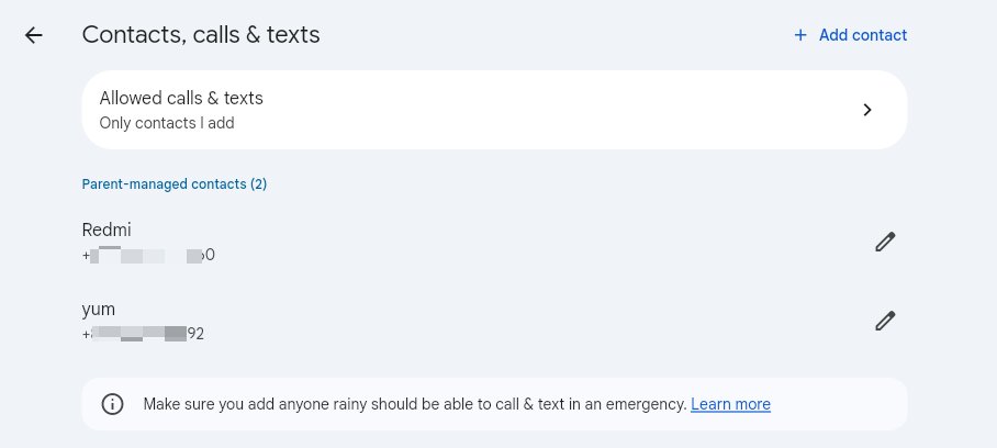 Family Link call blocker