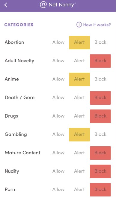 netnnay block website by categories