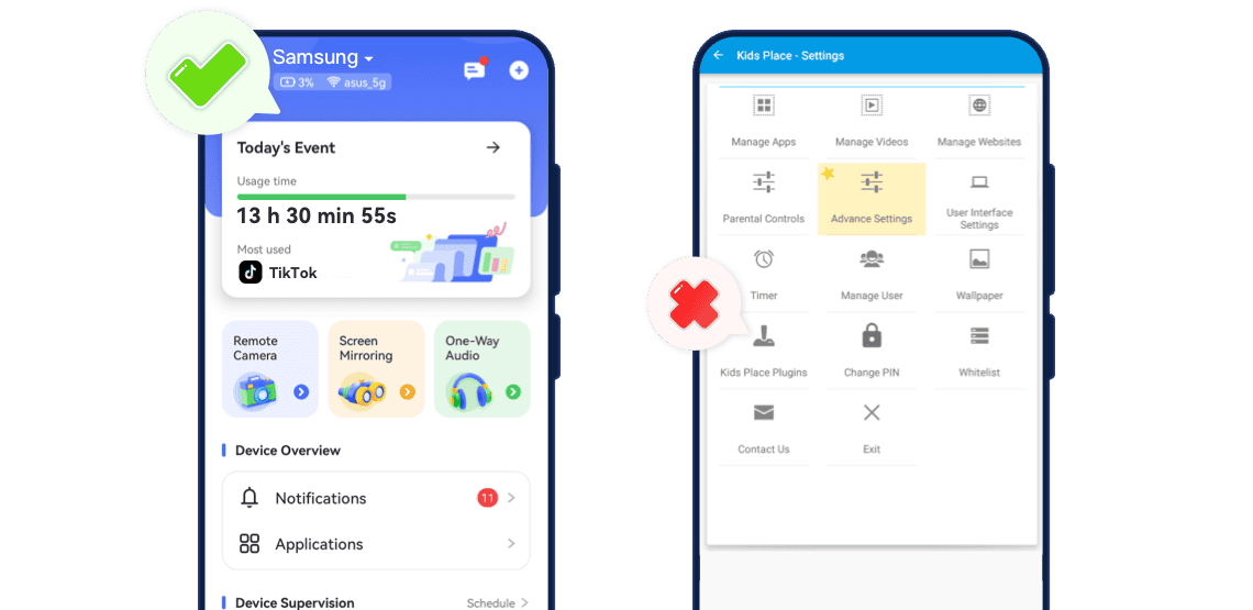 AirDroid vs kids place Parental control