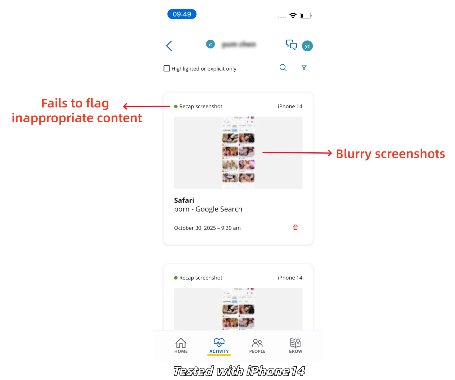 test result of Covenant Eyes