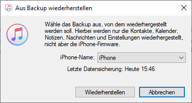 Aus iTunes wiederherstellen