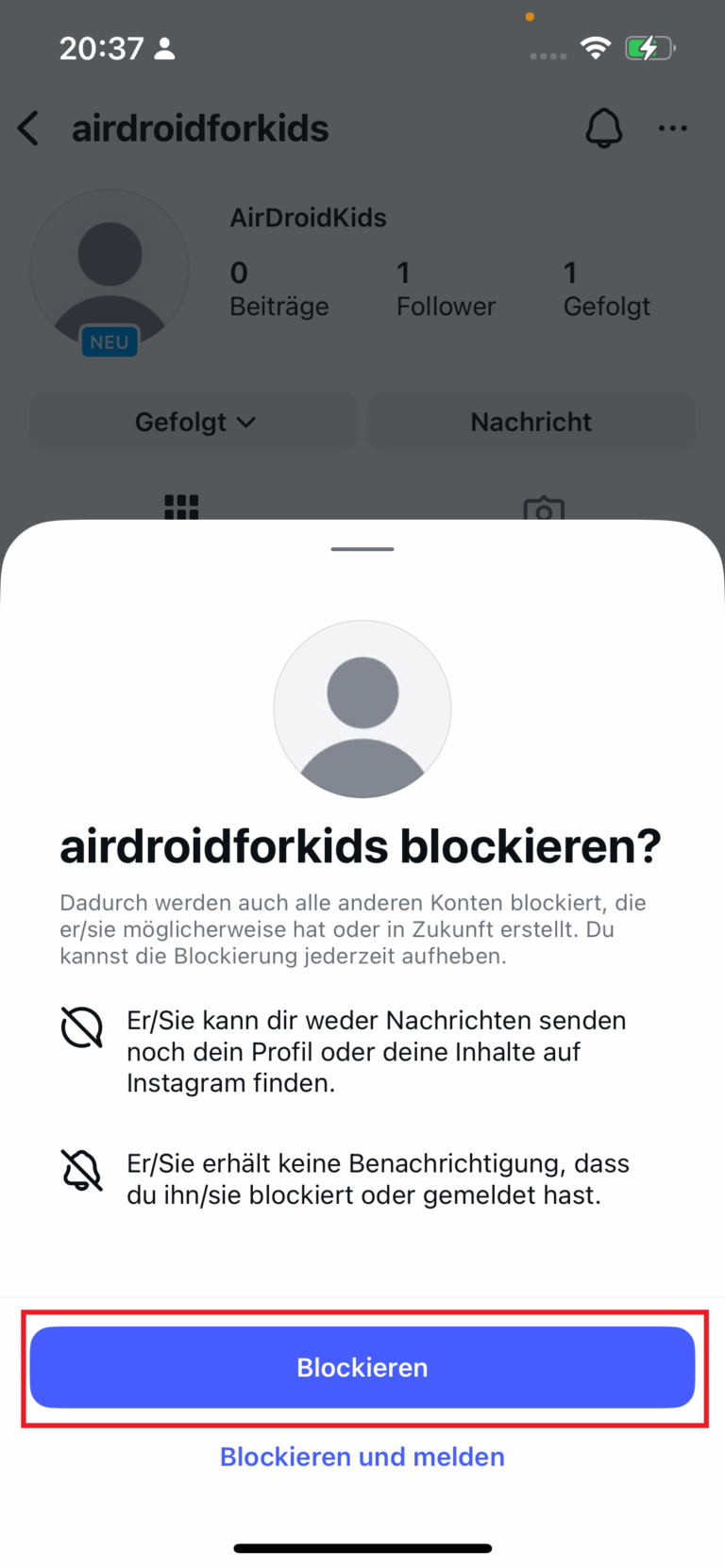 Blockierung bestatigen