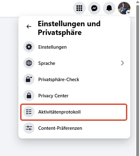 Aktivitätenprotokoll auswählen