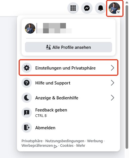 Klicken Sie auf das Profilbild in der oberen rechten Ecke