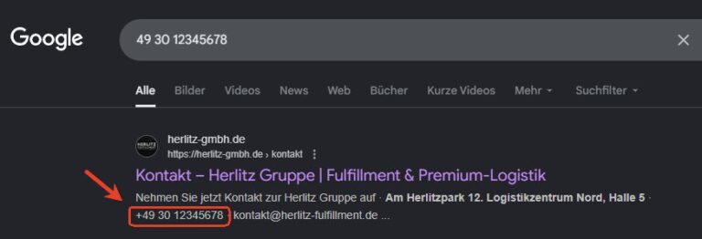 Google-Suche Handynummer Besitzer finden
