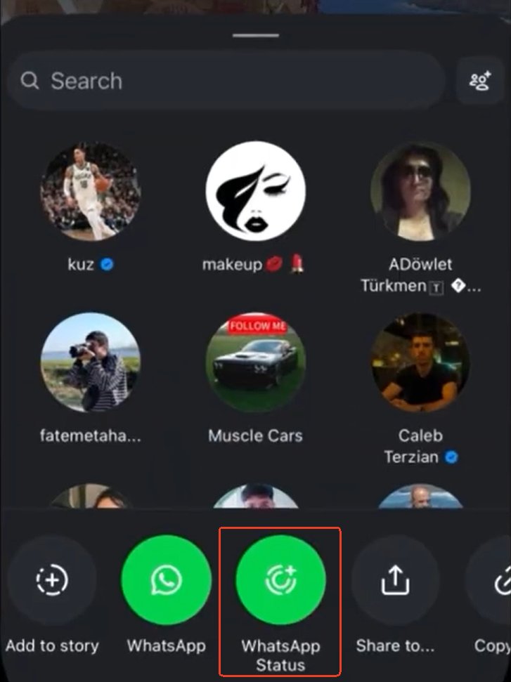 Instagram Reels auf WhatsApp Status teilen
