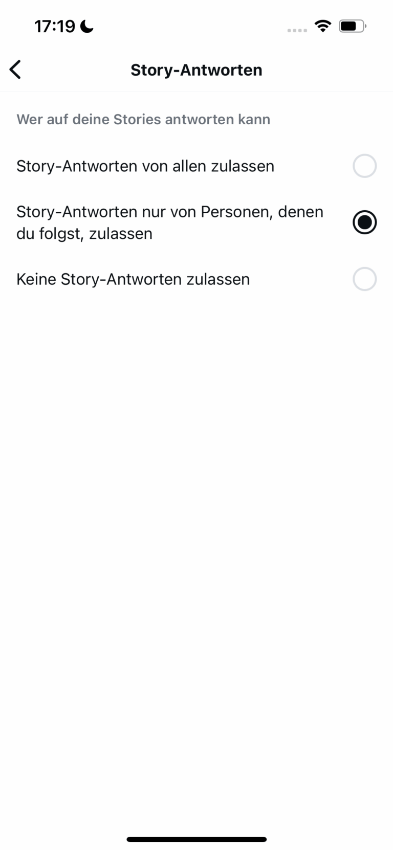 Instagram Story Antworten