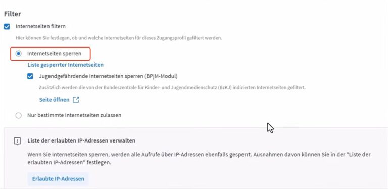 Internetseiten sperren