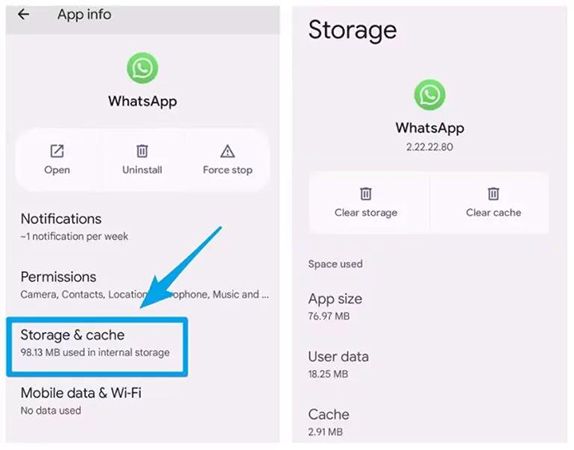 Lösche den WhatsApp-Cache unter Android