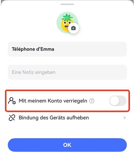 Mit meinem Konto verriegeln einschalten