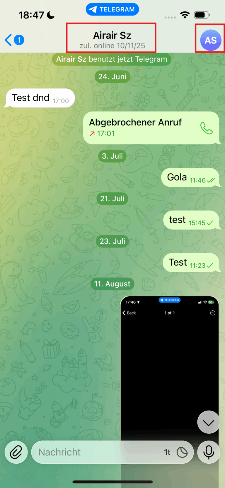 Öffnen Sie den Chat