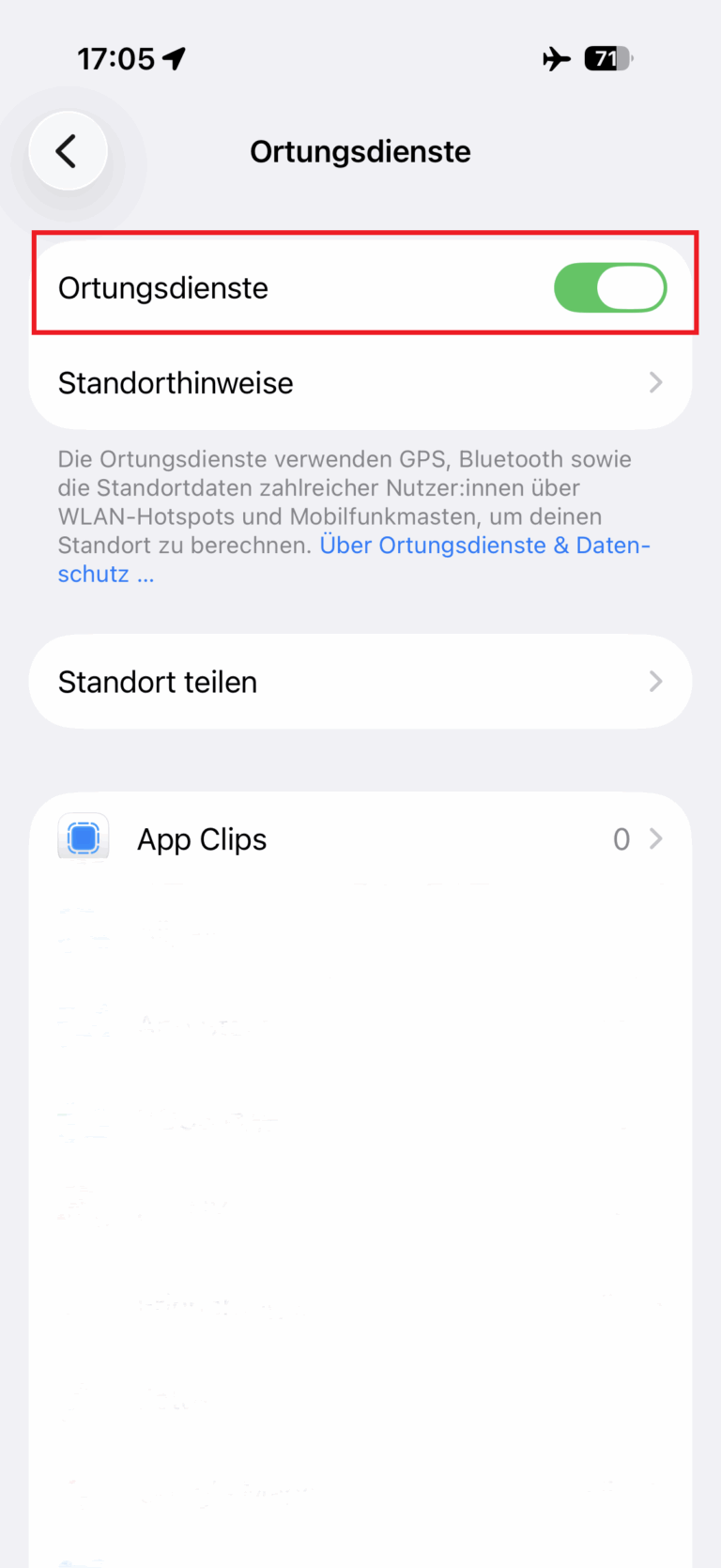 Ortungsdienste aktivieren