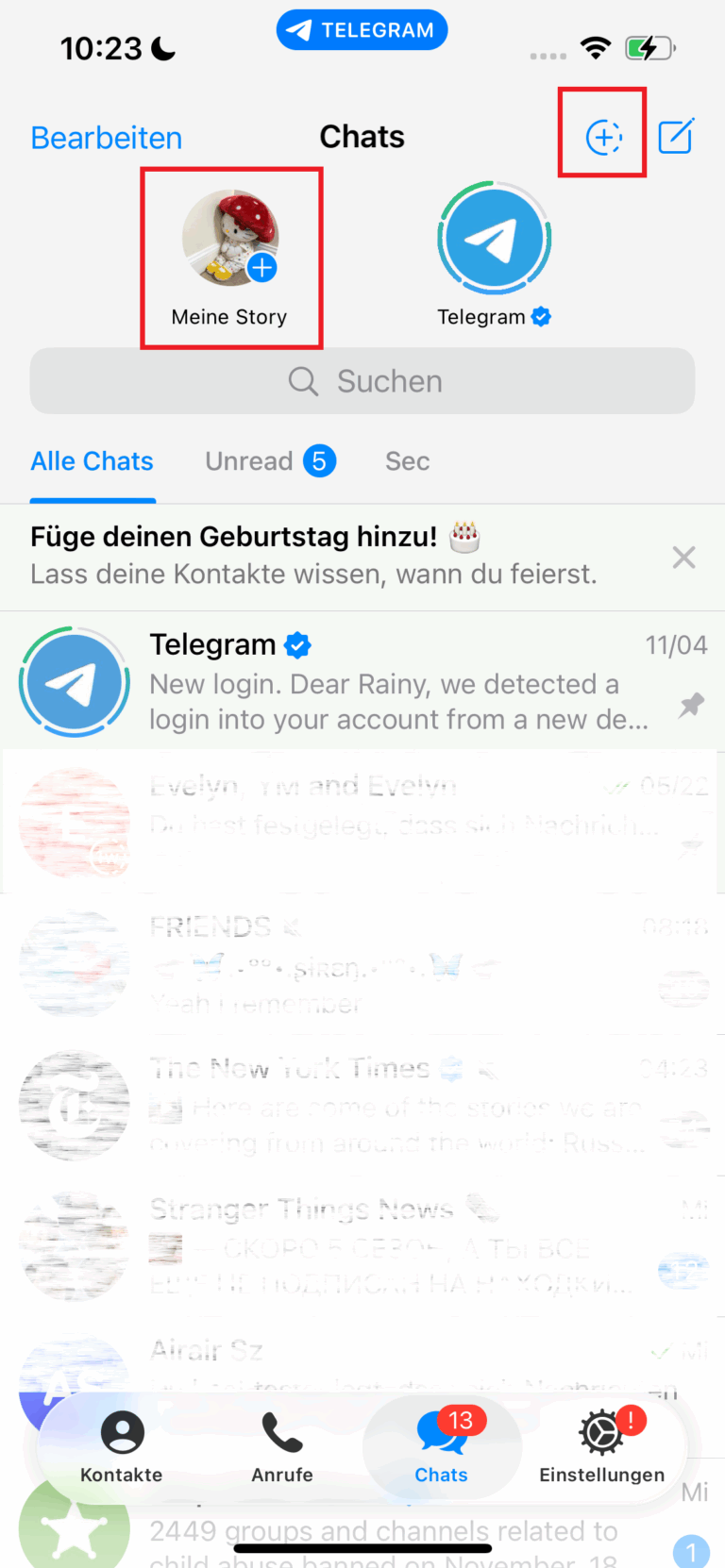 Story-Sharing einschränken