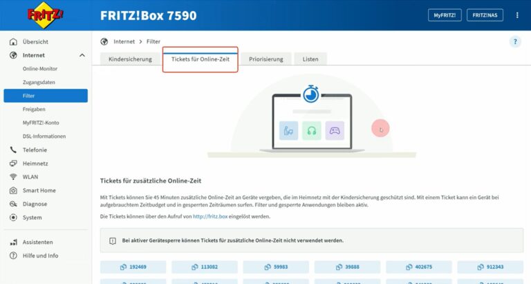 Tickets für Online-Zeit