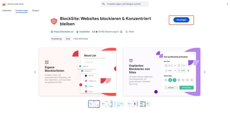 Wählen Sie die Erweiterung aus und fügen Sie sie hinzu
