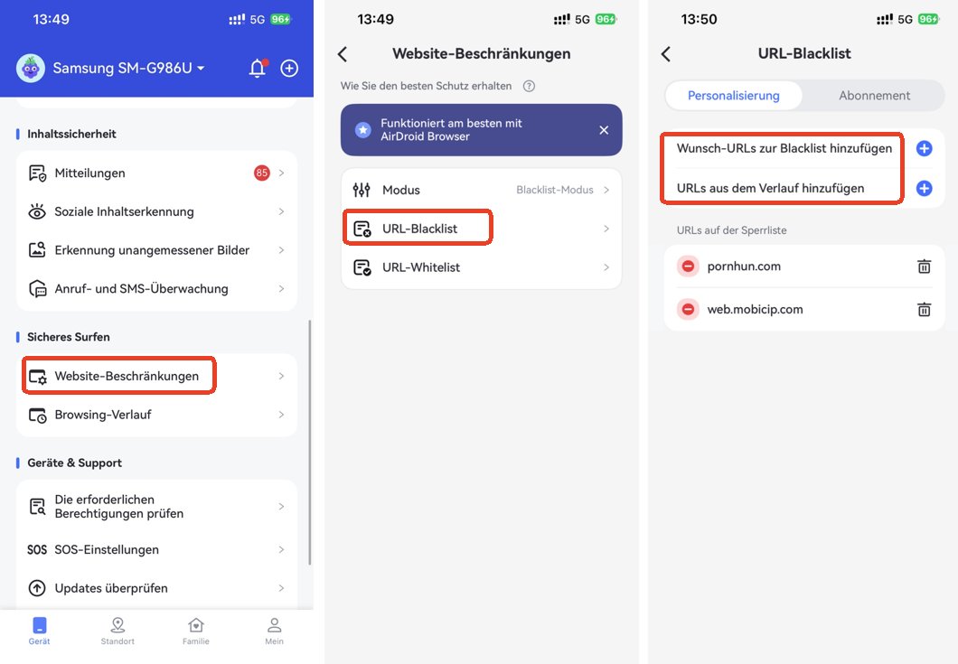 airdroid url blackliste