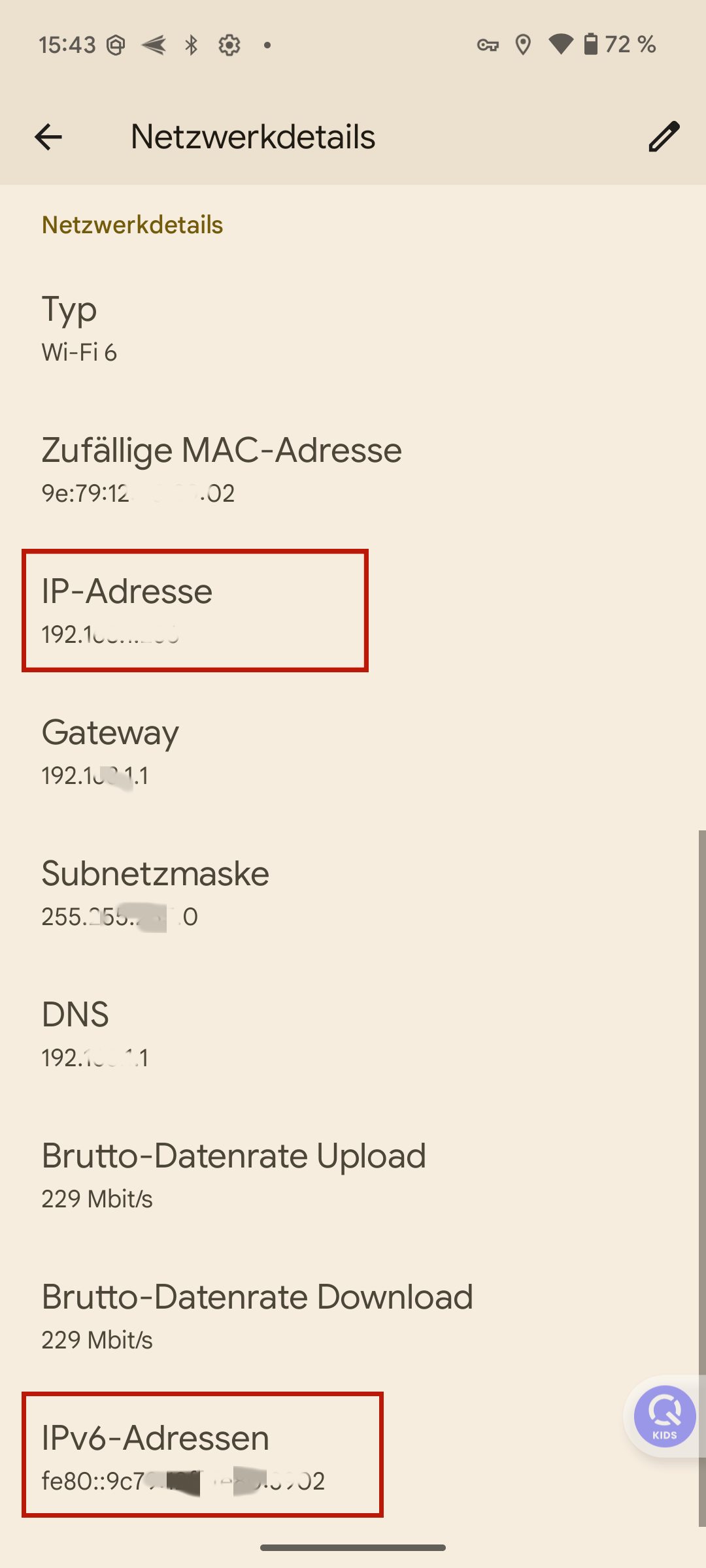Googel Pixel IP-Adresse durch WLAN Einstellungen heruasfinden