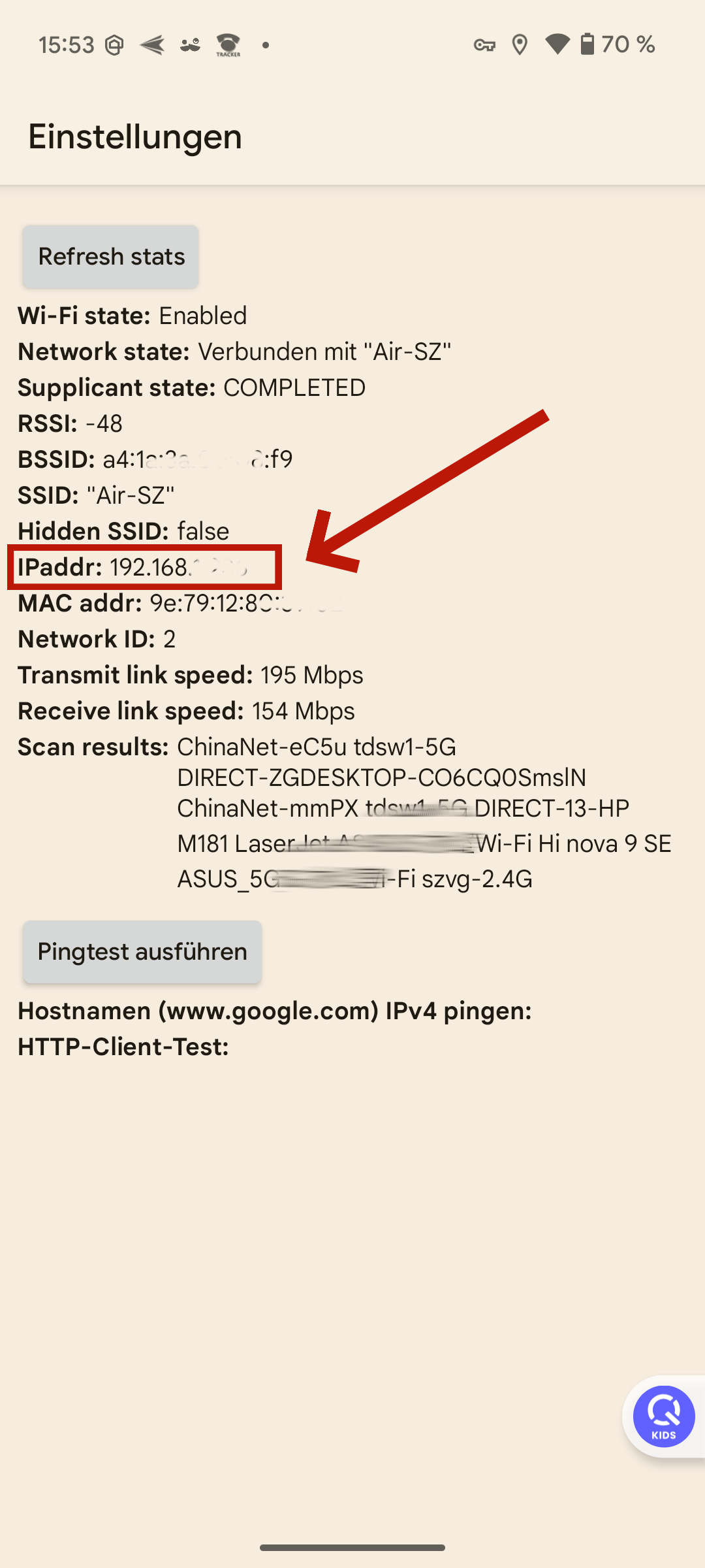 Googel Pixel IP-Adresse durch MMI-Code heruasfinden