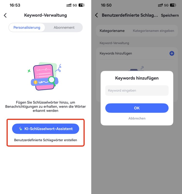 Schlüsselwörter hinzugefügt