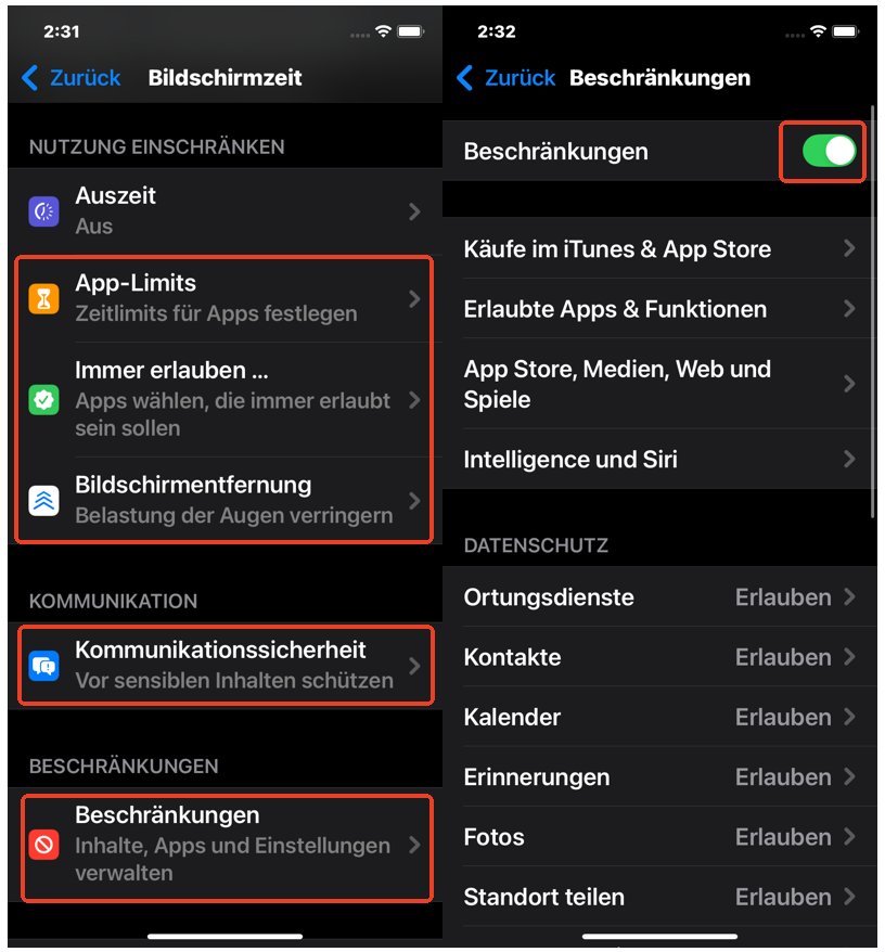 Kindersicherung für Handy - App- und Inhaltsbeschränkungen festlegen