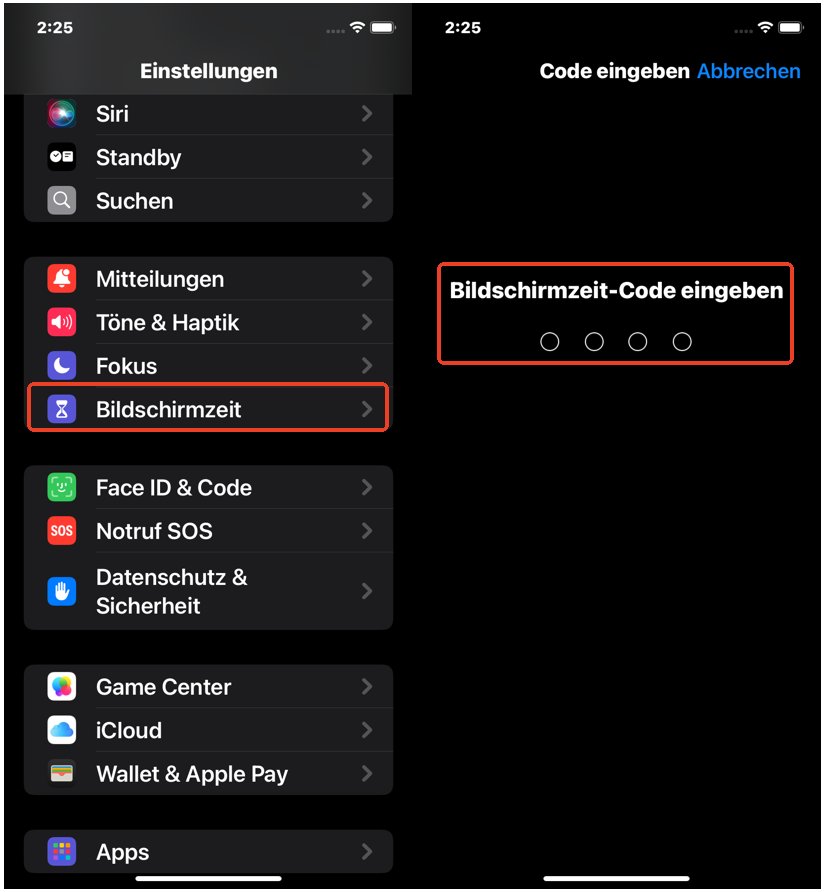 Kindersicherung für Handy - Bildschirmzeit aktivieren