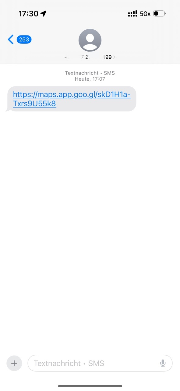 Tippe die Standortfreigabe-Link