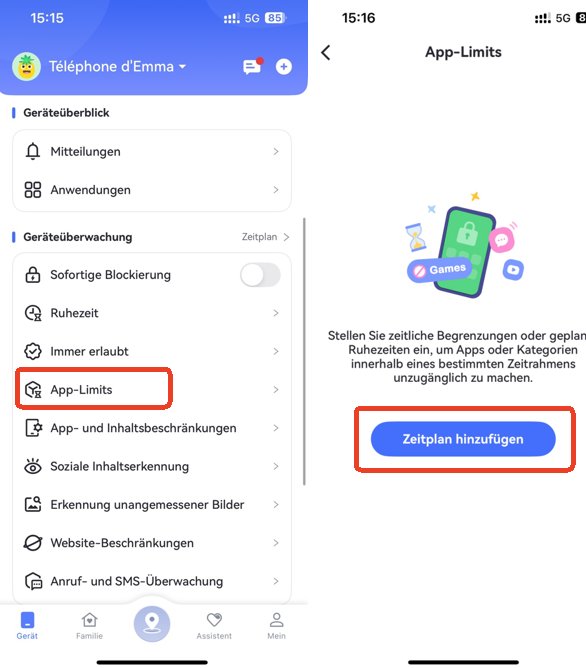 Zeitplan hinzufügen
