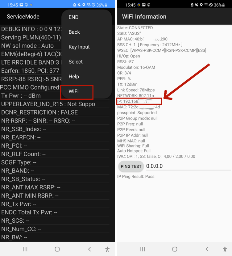 Samsung IP-Adresse durch MMI-Code heruasfinden