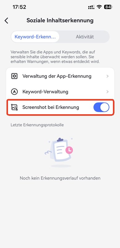 WhatsApp Screenshot bei Erkennung
