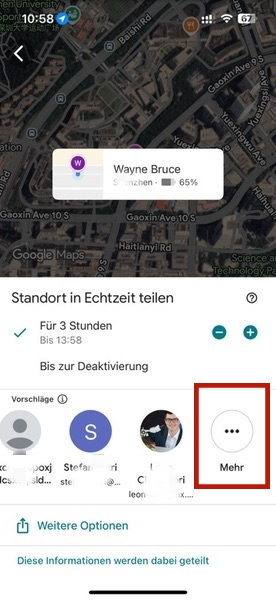 Die Dauer der Freigabe auswählen
