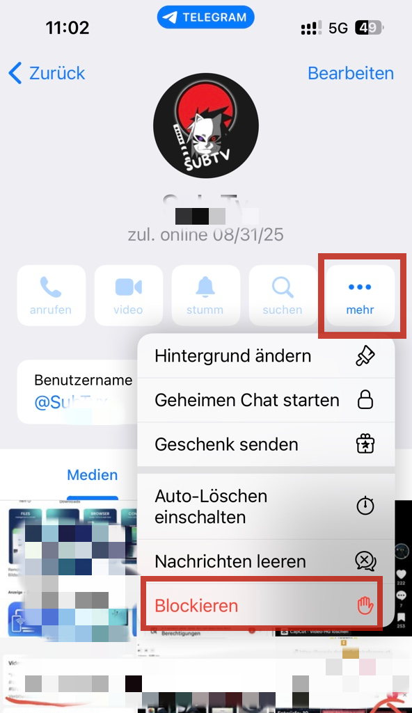 Telegram jemanden blockieren