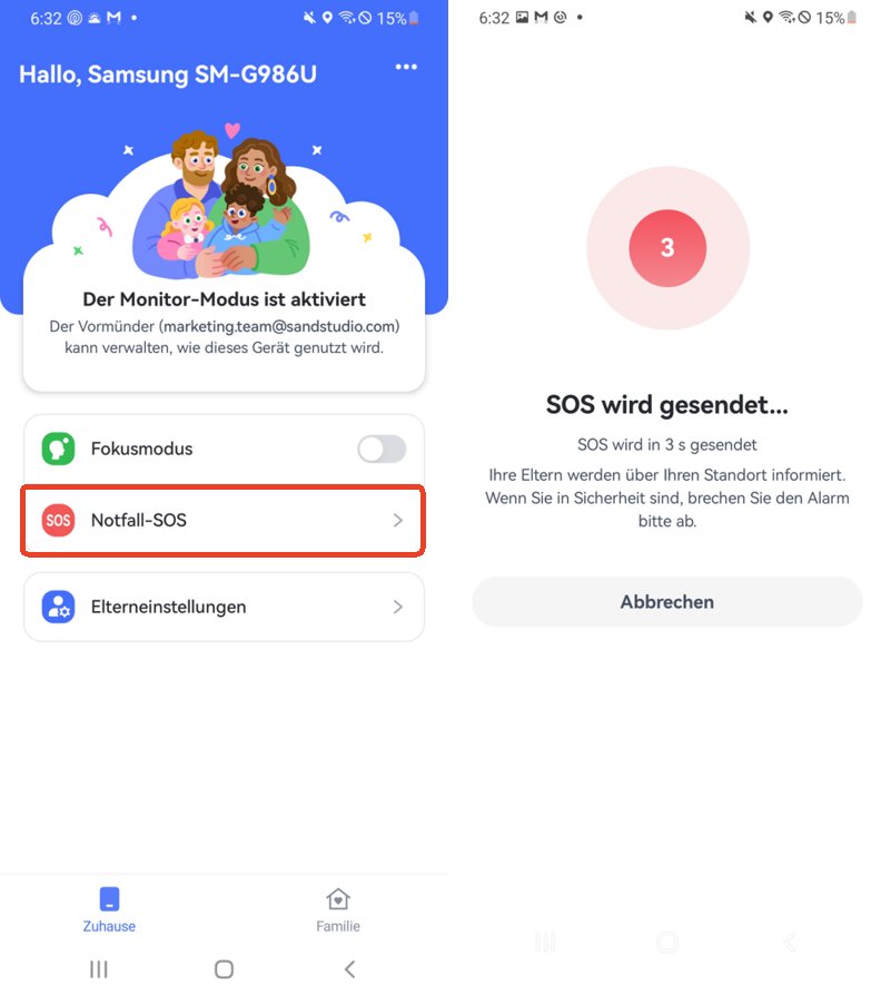 Tippe SOS in AirDroid Kids
