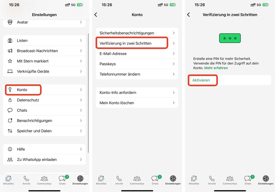 „Verifizierung in zwei Schritten“ aktivieren