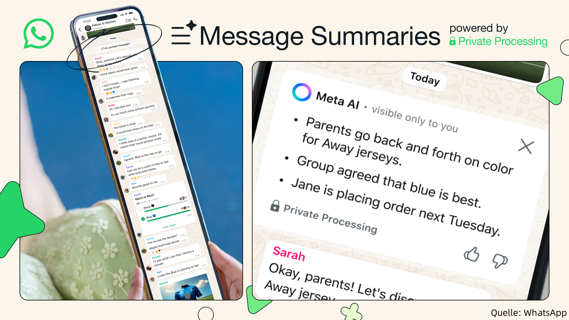 WhatsApp KI Funktion Message Summaries